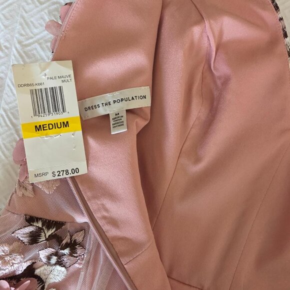 DRESS THE POPULATION WOMEN'S NELLIE  FLORAL EMBROIDERED FIT & FLARE DRESS M - Picture 6 of 6